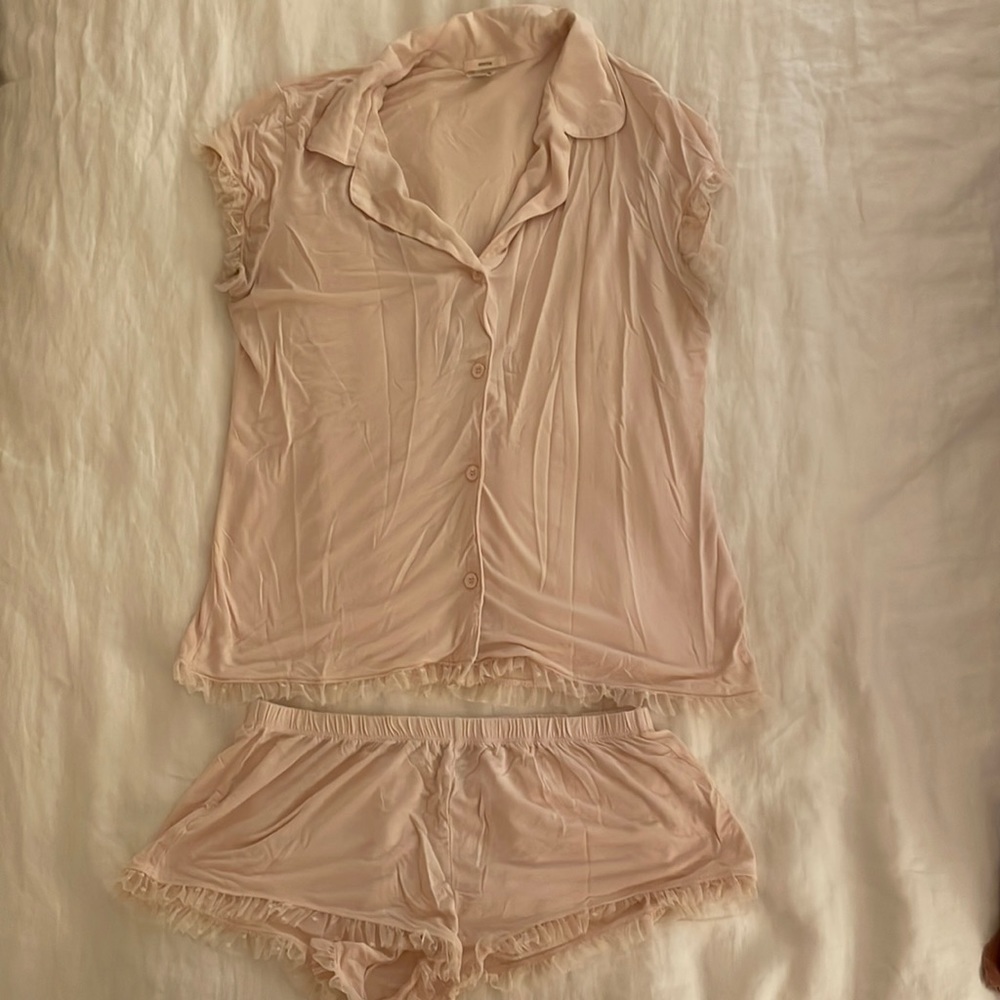 Eberjey Pale Pink Short Set with Lace